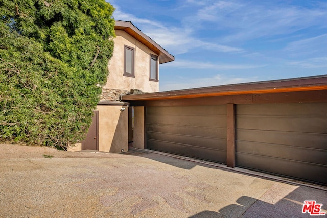 view of garage