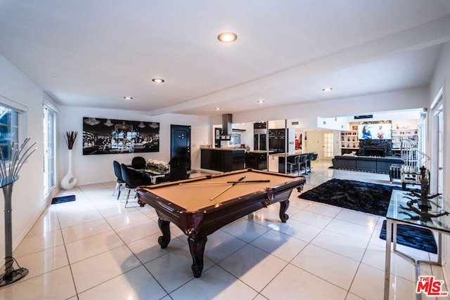 rec room with light tile patterned floors and pool table