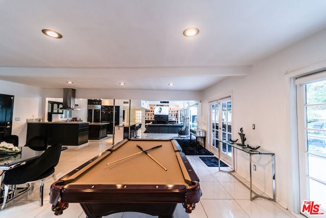 recreation room featuring light tile patterned flooring and billiards