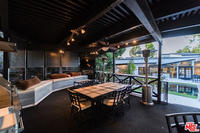 view of patio with ceiling fan