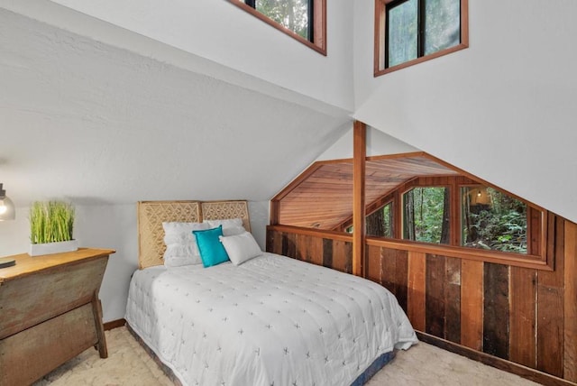 bedroom with vaulted ceiling