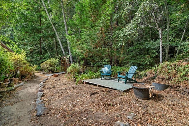 view of yard featuring a deck