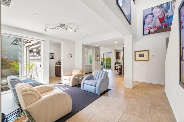 view of tiled living room