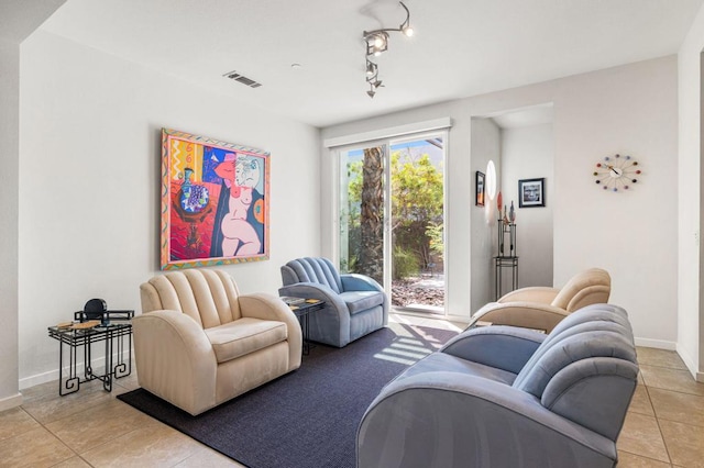 view of tiled living room