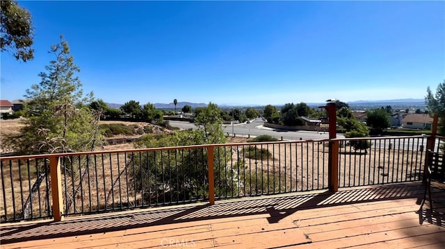 deck with a mountain view