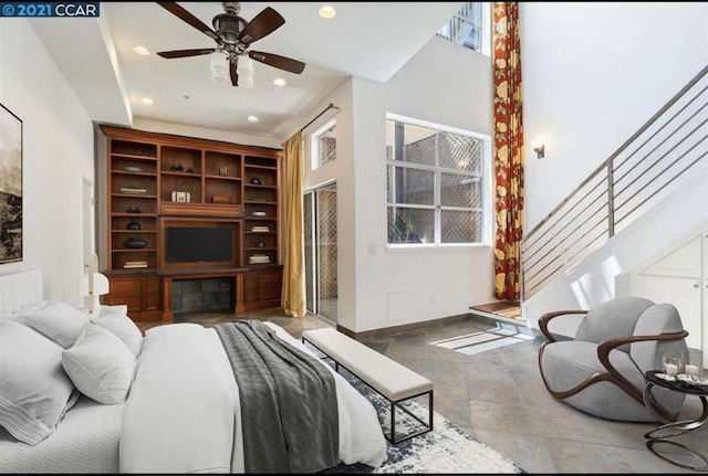 living room with ceiling fan