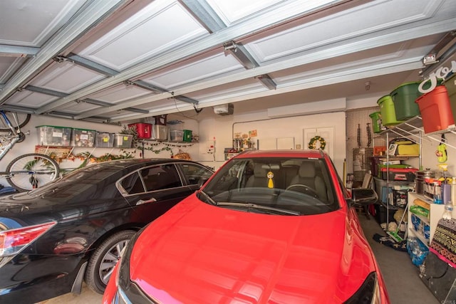 garage with a garage door opener