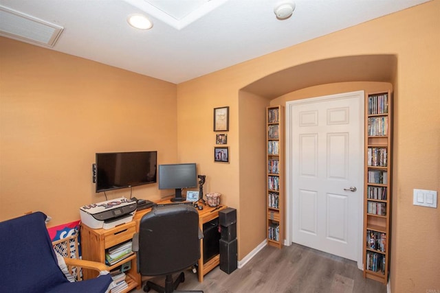 office area featuring hardwood / wood-style flooring