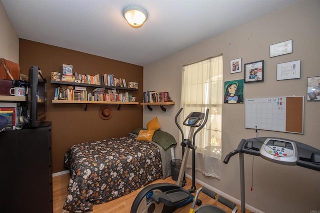 bedroom with wood-type flooring