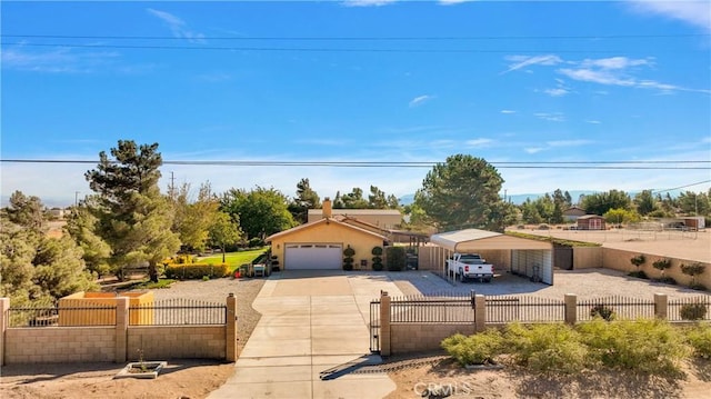 view of front of home featuring a garage and a carport