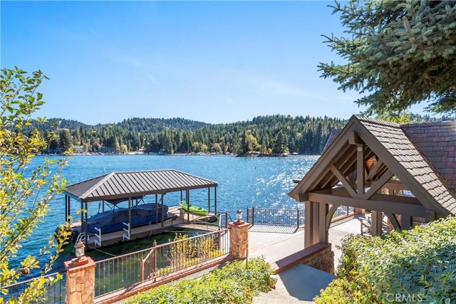 view of dock featuring a water view