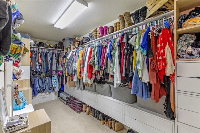 spacious closet with carpet flooring