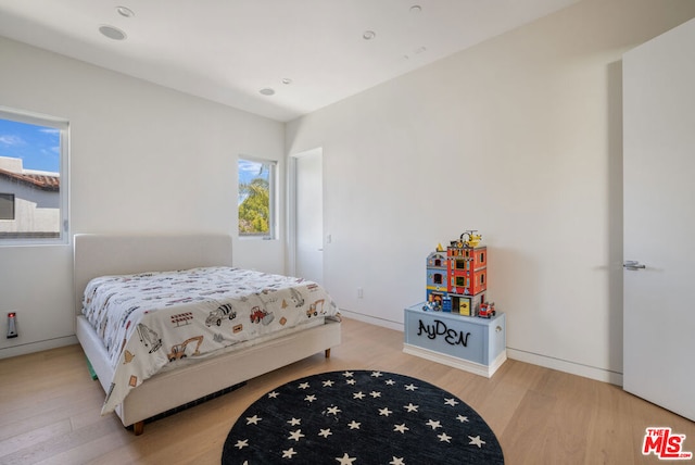 bedroom featuring wood-type flooring