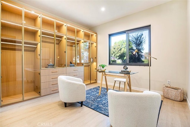 living area featuring hardwood / wood-style floors