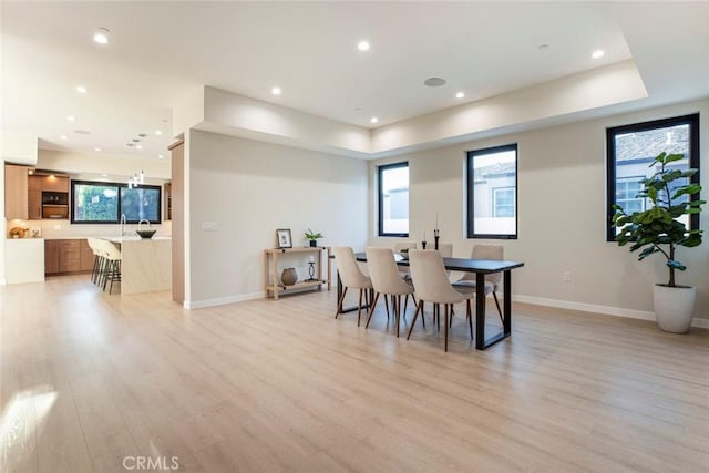 dining space featuring light hardwood / wood-style floors