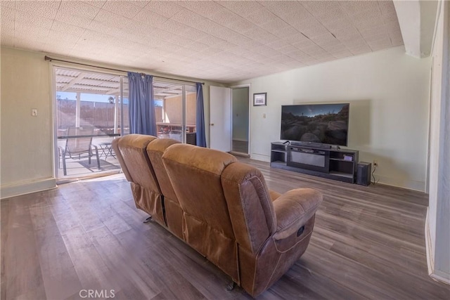 living room featuring dark hardwood / wood-style floors