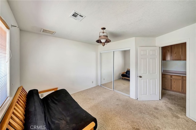 unfurnished room with light colored carpet, a textured ceiling, and a healthy amount of sunlight