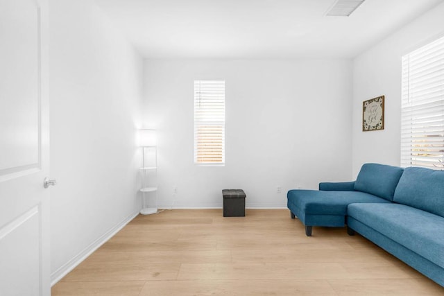 living area with light wood-type flooring