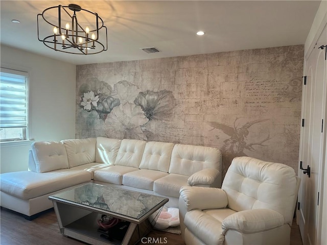 418UNITD W Fairview Ave Unit D, Arcadia, CA 91007 - living area featuring a chandelier, wood finished floors, and recessed lighting
