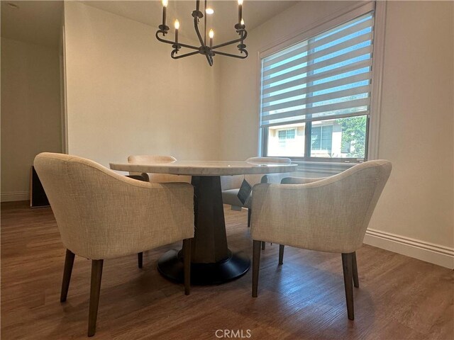 418UNITD W Fairview Ave Unit D, Arcadia, CA 91007 - dining room with wood finished floors, a chandelier, and baseboards