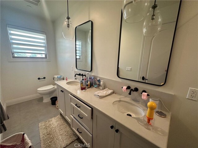 418UNITD W Fairview Ave Unit D, Arcadia, CA 91007 - bathroom featuring toilet, double vanity, tile patterned flooring, and baseboards