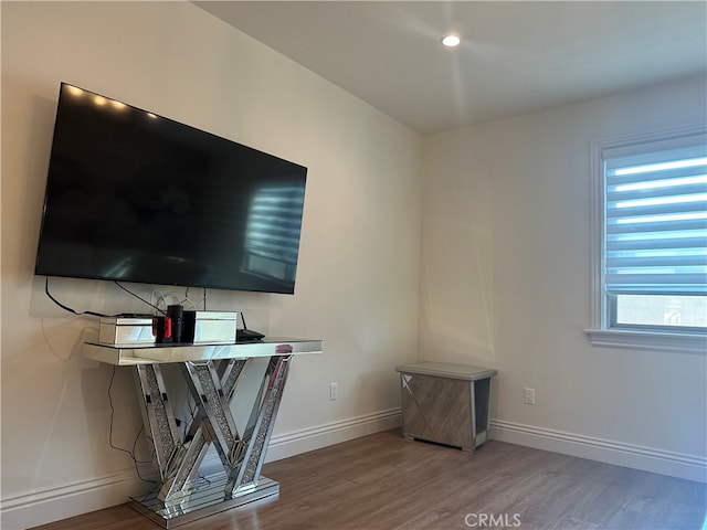 office area featuring hardwood / wood-style floors