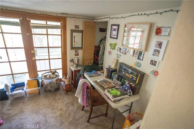 507 Valley Dr, Crestline, CA 92325 - carpeted office with french doors and plenty of natural light