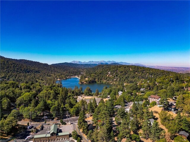 507 Valley Dr, Crestline, CA 92325 - drone / aerial view featuring a forest view and a water and mountain view