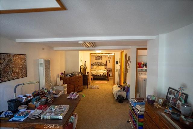 interior space featuring washer / dryer and carpet