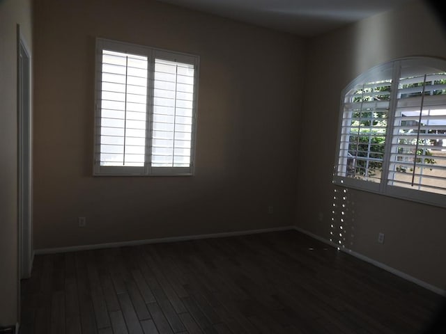 empty room featuring dark wood-type flooring and plenty of natural light