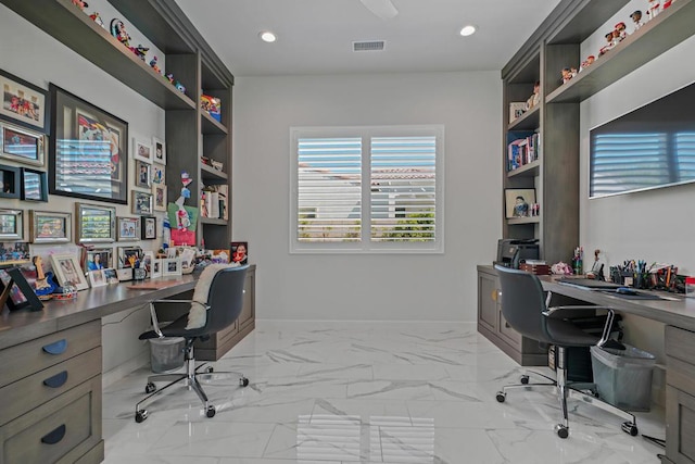 office space with built in desk