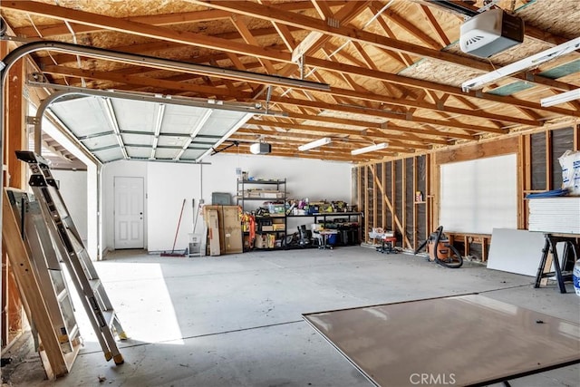 garage with a garage door opener