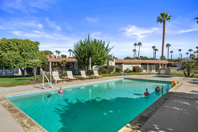 view of pool featuring a patio