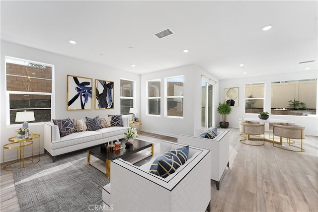 living room with hardwood / wood-style flooring