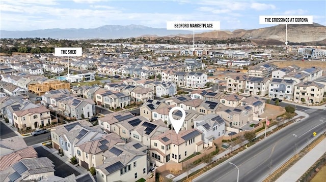 aerial view with a mountain view