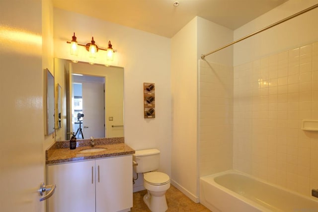 full bathroom with toilet, vanity, tile patterned flooring, and shower / bathing tub combination