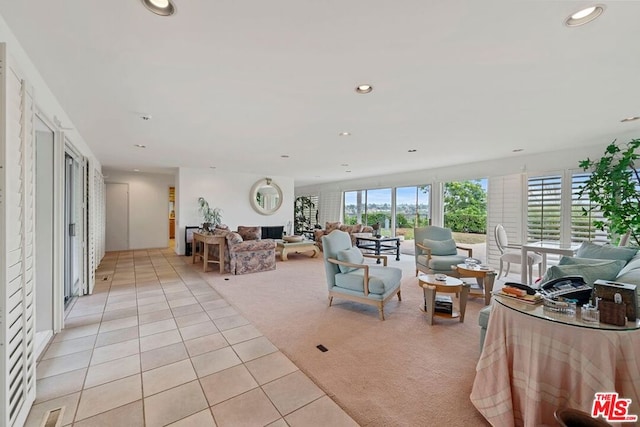 view of tiled living room