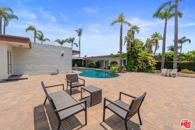 view of pool featuring a patio