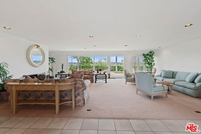 view of tiled living room