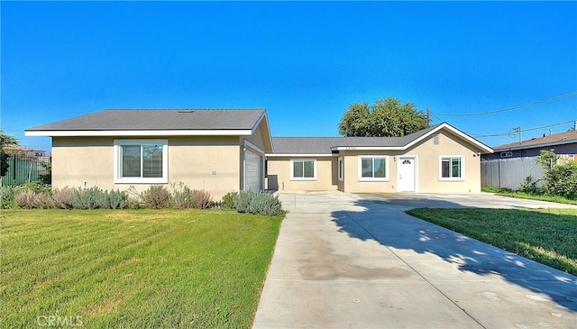 ranch-style house with a front lawn