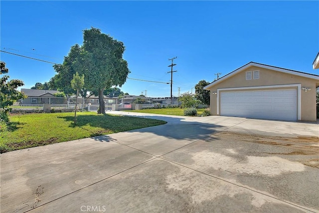 exterior space with a garage