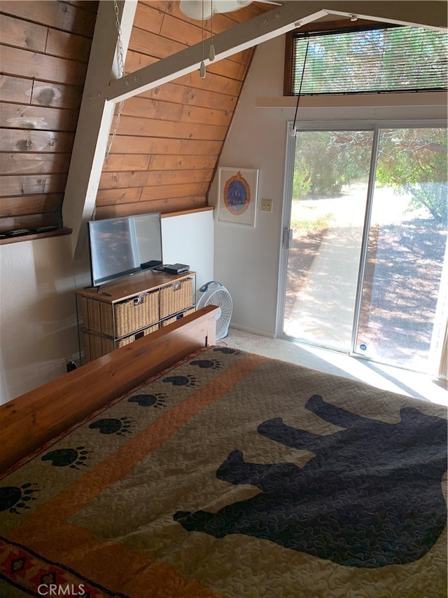 living room with lofted ceiling and carpet flooring