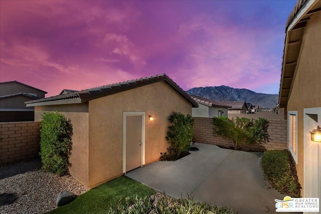 exterior space with a mountain view