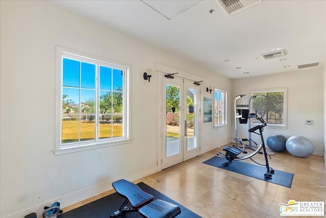 exercise room with a healthy amount of sunlight