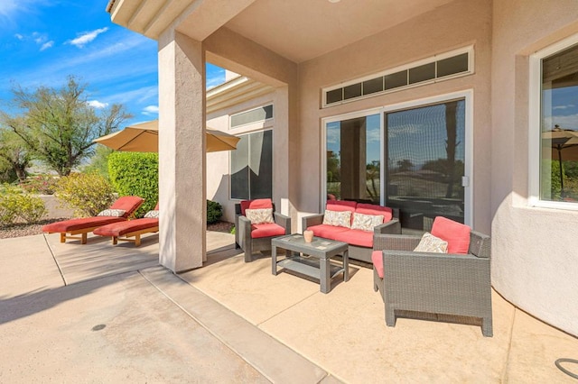 view of patio with an outdoor living space