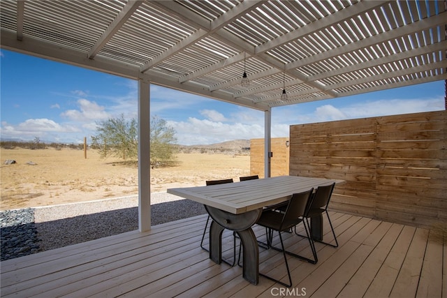 wooden terrace featuring a pergola