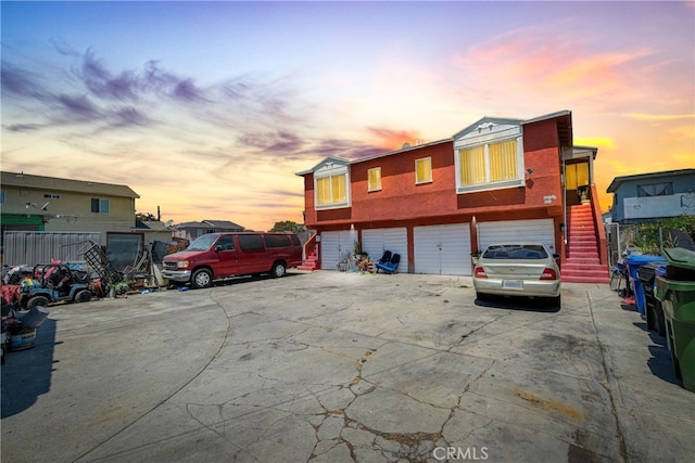 exterior space featuring a garage