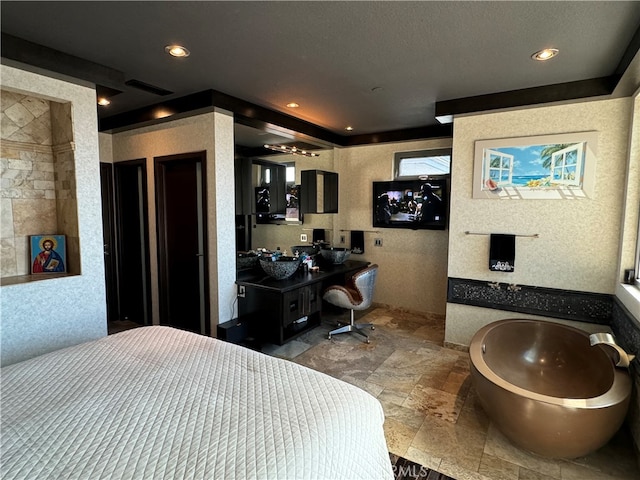 bedroom with a textured ceiling