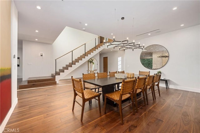 dining space featuring hardwood / wood-style flooring