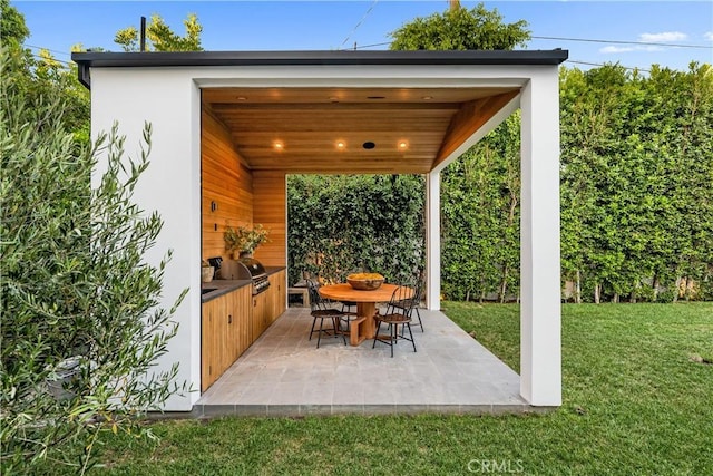 view of patio with an outdoor kitchen and grilling area